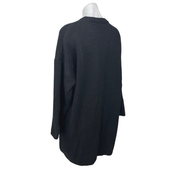 Akep Black Wool Knitted Bird Print Long Sleeve Pullover Mini Sweater Dress S/M - Picture 2 of 6